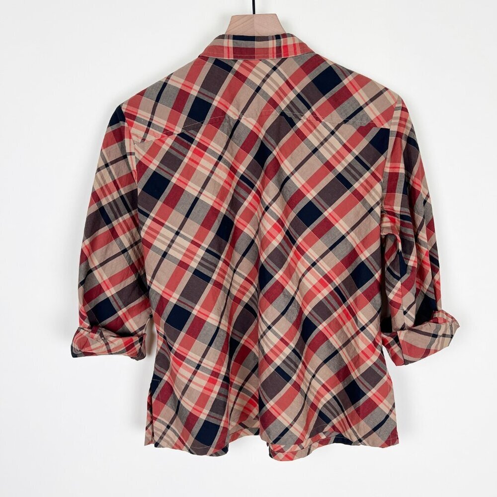 Vintage 90s Y2K Plaid Print Button Down Shirt Top Blouse Fall Christmas Preppy - Picture 4 of 7